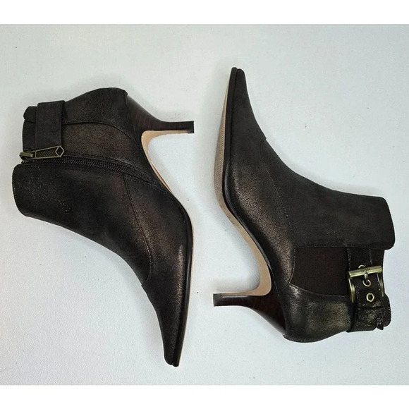 Donald J Pliner Longa Booties Brown Metallic Heeled Ankle Buckle Zip SZ 8 M - Picture 6 of 12
